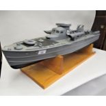 Large wooden painted scale model of a British motor torpedo boat (motors and servos inside) on