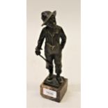 Otto Schmidt-Hofer, small dark patinated bronze figure of a Dutch boy holding a stick, signed in the