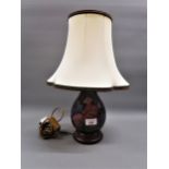 Modern Moorcroft baluster form table lamp decorated with bird and grape design, 7.5ins high, with