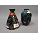 Marcello Fantoni, two small Italian studio pottery vases, 4.75ins high, the oviform vase with very