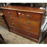 19th Century mahogany chest of two short over three long graduated drawers having oval brass
