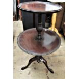1920's Circular mahogany two tier dumb waiter on tripod support, together with a similar wine table