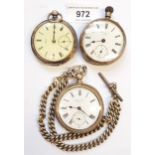 J.W. Benson silver cased pocket watch (at fault), Parsons & Son keywind silver cased pocket watch