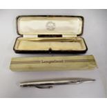 American gold plated Ingersoll propelling pencil with box and a silver Longerlead propelling