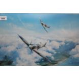 Robert Taylor, colour print ' Spitfire ', signed by Douglas Bader and Johnnie Johnson, 12.75ins x