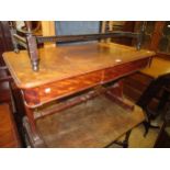 Small Victorian mahogany rectangular library table, the moulded top above two concealed frieze