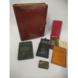 Leather bound photograph album with gilt metal clasp, two maps ' Oarsmans' and Angler's of the River