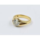 Large 18ct yellow gold and old brilliant cut diamond solitaire ring of approximately 2.5ct Ring size