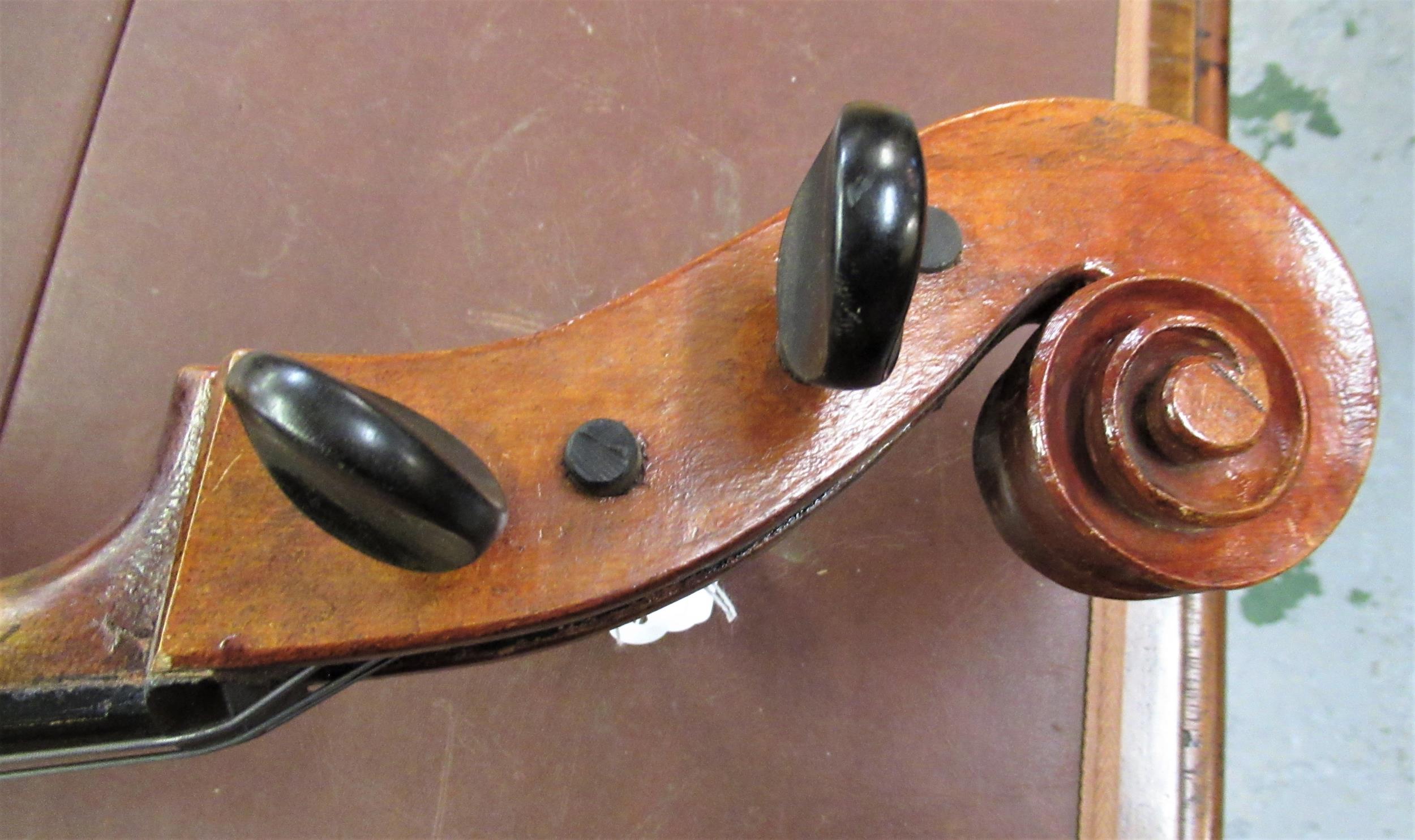 Late 19th / early 20th Century cello with 29.5in two section back, with bow, in a soft case - Image 6 of 32