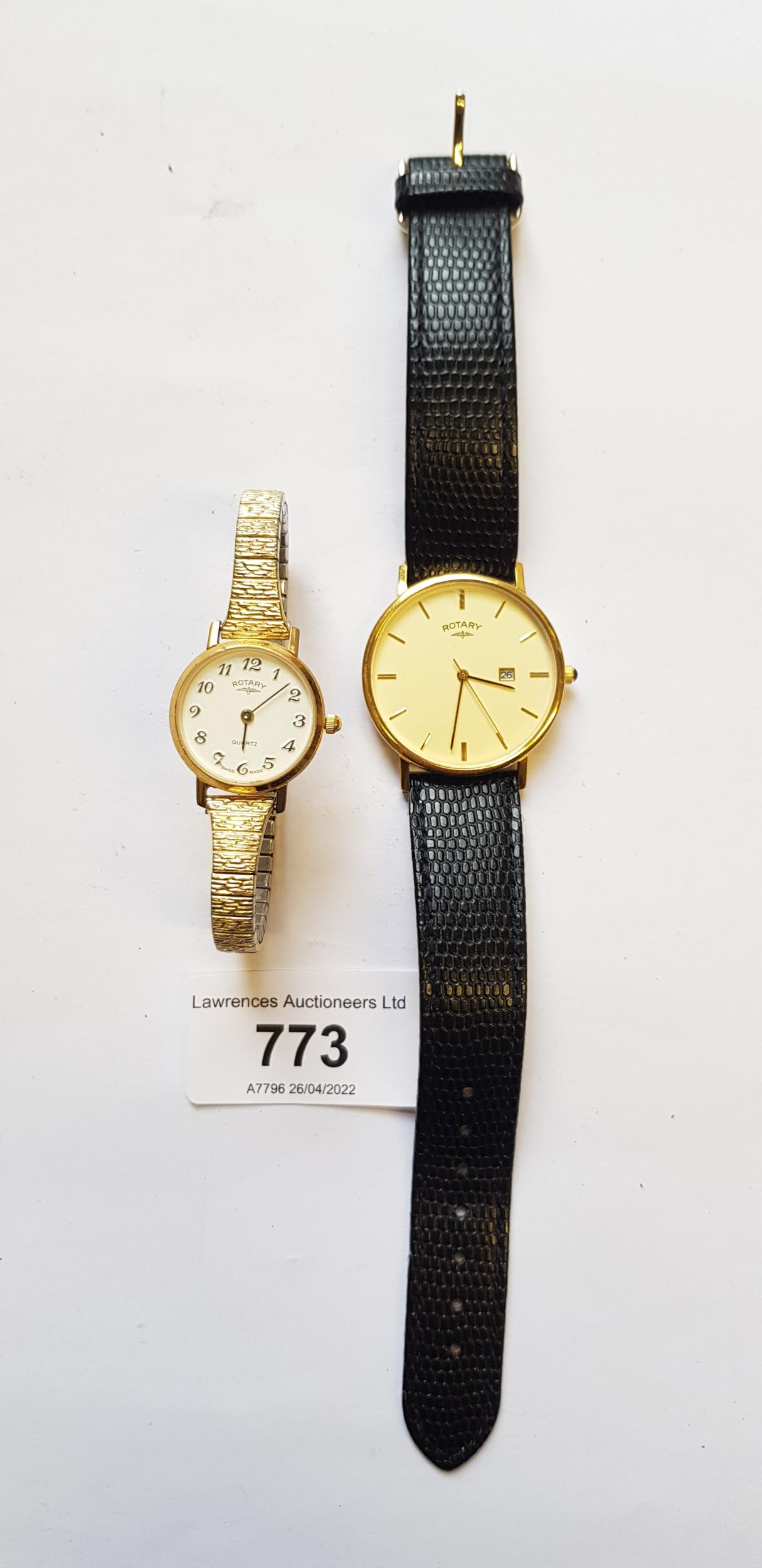 Gentleman's gold plated Rotary wristwatch, together with a ladies Rotary wristwatch