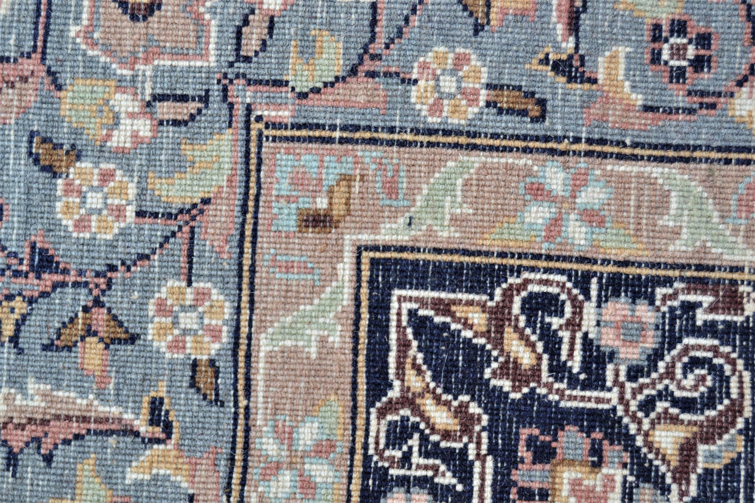 Indo Persian rug with central medallion and multiple borders on green ground, 88ins x 54ins Some - Image 4 of 4