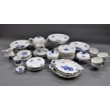 Royal Copenhagen part tea service with blue floral painted decoration on white ground comprising: