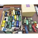 Small Asprey box containing a collection of various Dinky tin plate toy vehicles etc.