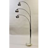 Gioffredo Reggiani, large 1970's chromium plated and marble three branch standard lamp on a circular