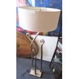 20th Century gilded metal standard lamp of stylised form, 57ins high