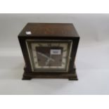 Art Deco oak cased three train mantel clock