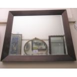 Rectangular mahogany framed wall mirror with bevelled plate, 23.5ins x 19.5ins, Hogarth framed