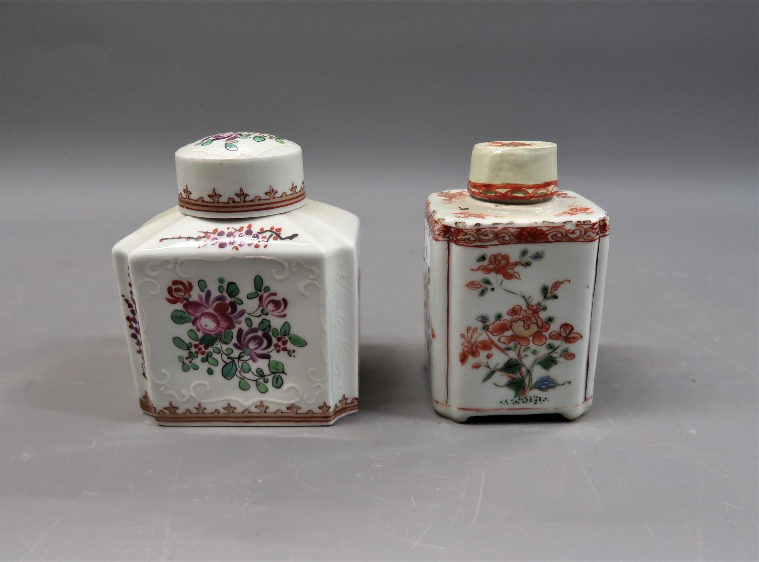 Samson porcelain teapoy with cover in Chinese style, together with another teapoy (cover restored)