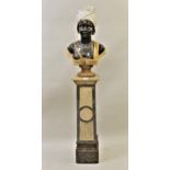 Large 20th Century carved marble blackamoor bust of a female figure wearing a turban, on a