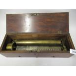 19th Century keywind musical box with a 10in cylinder and multi section comb, housed in a figured