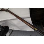 19th Century percussion cap musket with walnut stock, 55ins long overall (at fault) Various