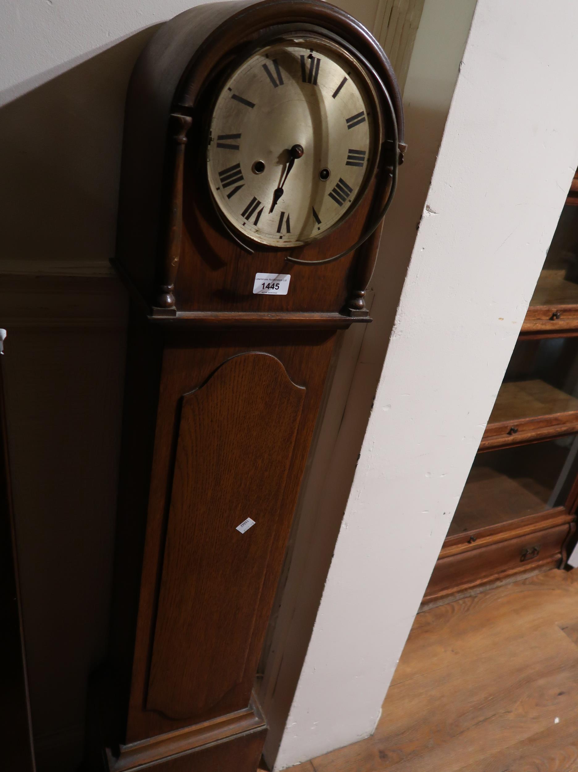 Oak grandmother clock, circa 1930 (at fault)