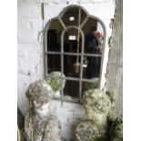 Modern garden wall mirror in antique style with a dome top