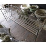 Small mid 20th Century steel garden bench 59ins long x 25.5ins high x 15.5ins deep