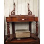 Victorian figured mahogany Duchess dressing table, the superstructure with a swing mirror on