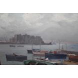 L.G. Buono, oil on board, scene in the Bay of Naples, 15.5ins x 19.5ins approximately, gilt framed