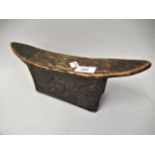 African native carved wooden head rest
