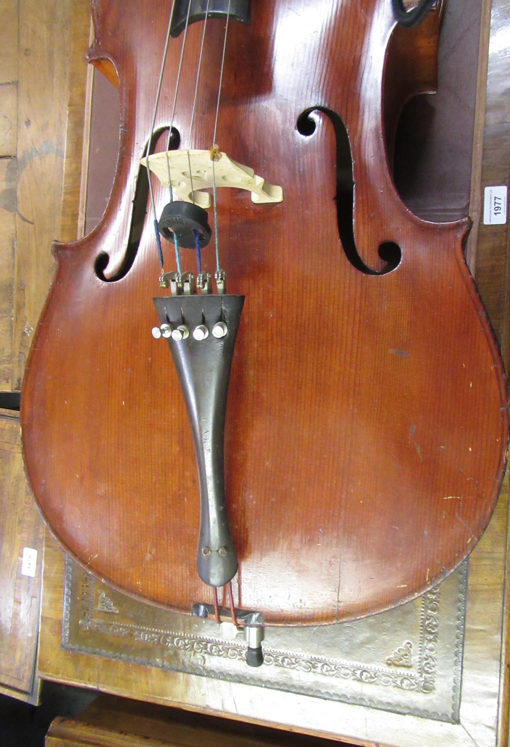 Late 19th / early 20th Century cello with 29.5in two section back, with bow, in a soft case - Image 14 of 32