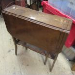 Edwardian rectangular mahogany and line inlaid drop leaf Sutherland table