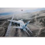 Robert Taylor, coloured print ' Air Strike Over West Falkland ', signed by various pilots, another