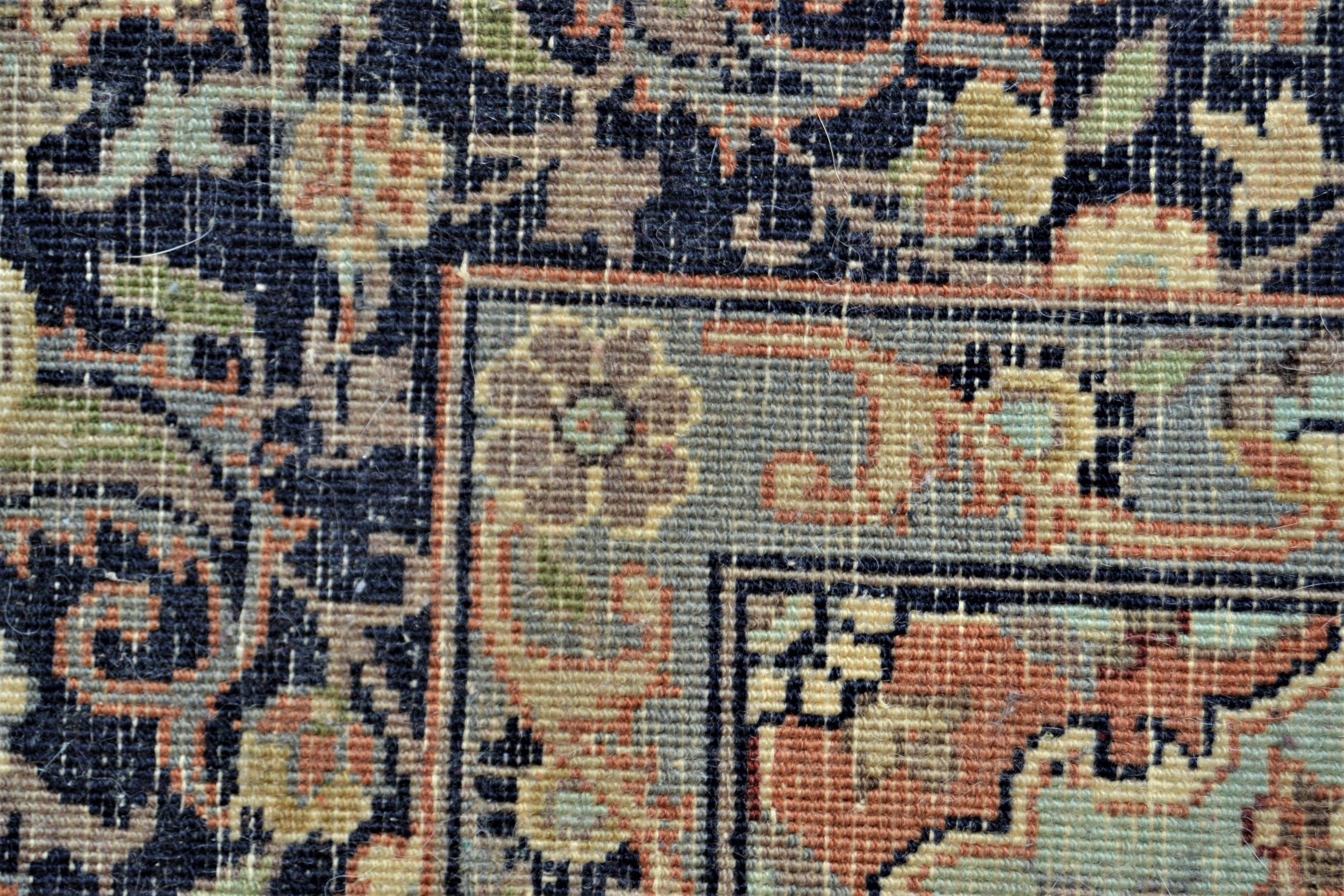 Indo Persian rug with a lobed medallion and all-over palmette design on a mid tan ground with - Image 4 of 4