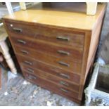 Mid 20th Century oak six drawer plan chest, 36ins wide x 30.5ins deep x 39ins high