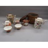 19th Century Canton enamel teapot having enamel decoration with birds, flowers and panels of
