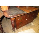 19th Century mahogany rectangular pull-out extending dining table with two extra leaves, on turned