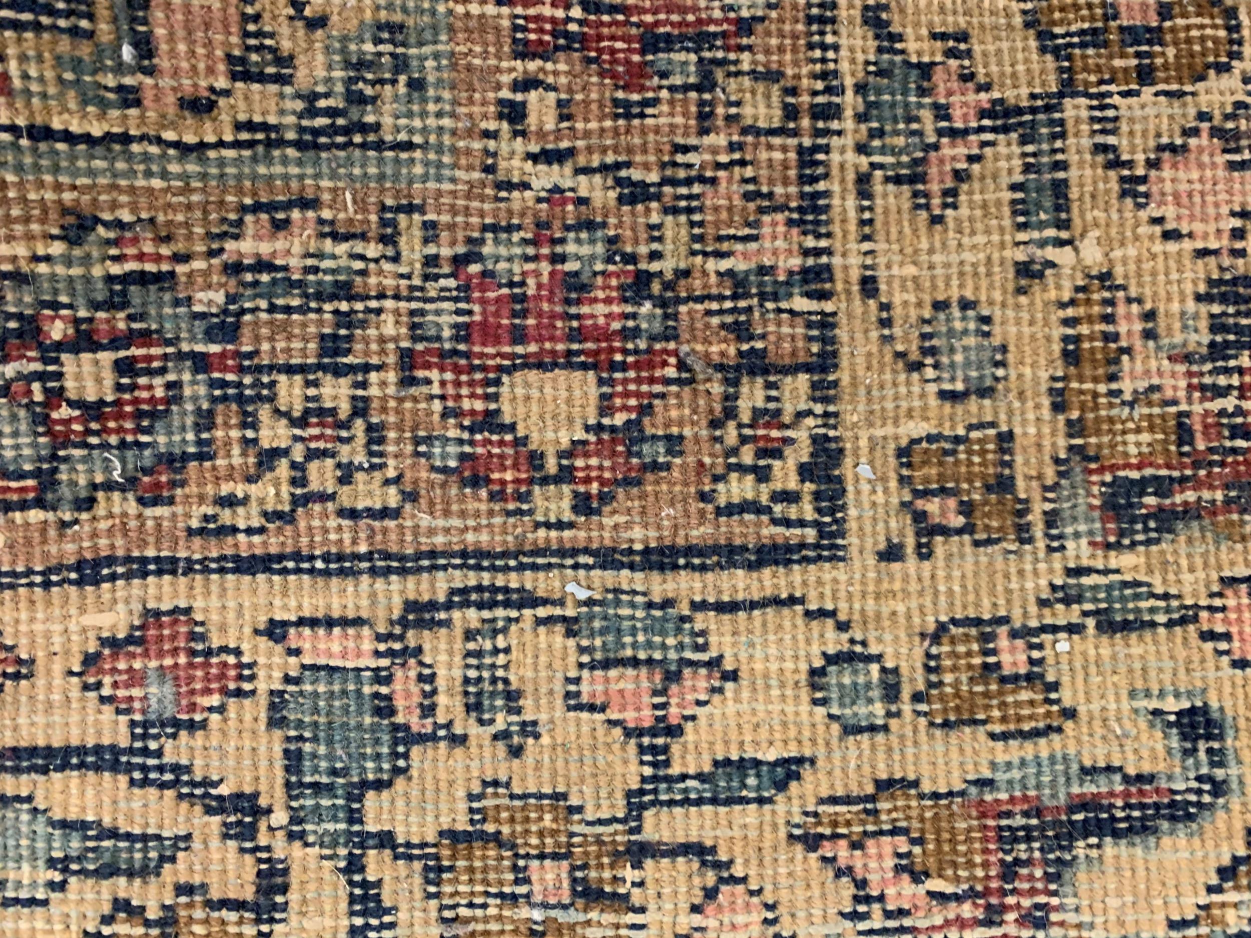 Tabriz carpet with a lobed medallion and all-over floral design on a midnight blue ground with - Image 5 of 5