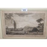 18th Century engraving, ' A View of the New Discovered Island of Ulietea ', 6.25ins x 10.5ins,