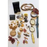Two gun metal cased pocket watches and a quantity of miscellaneous costume jewellery