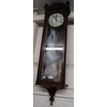 19th Century Continental rosewood Vienna type wall clock, the case with barley twist flanking