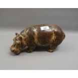 Royal Copenhagen large stoneware glazed figure of a hippopotamus, by Knud Kyhn, circa 1940