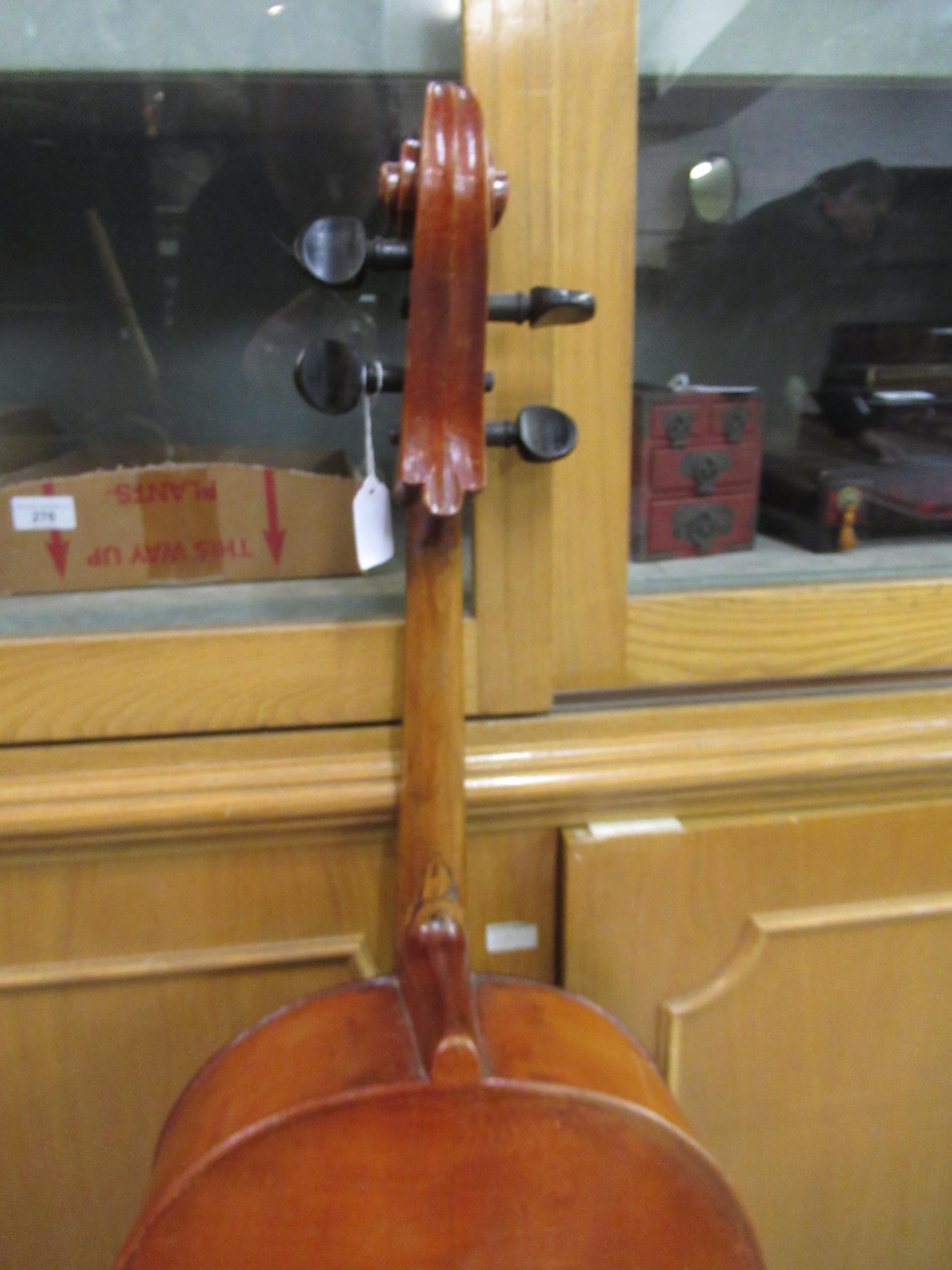 Late 19th / early 20th Century cello with 29.5in two section back, with bow, in a soft case - Image 28 of 32