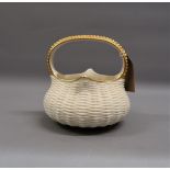 Royal Worcester basket with gilded handle, 6.5ins high Mark does look a little faint and smudged