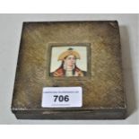 Square silver box containing a head and should portrait miniature of a female wearing a headress