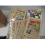 Box containing a collection of 1960's and 70's comics, including Dandy, Bing, Beano, Victor,