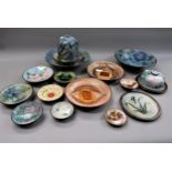Collection of fifteen items of Chelsea pottery including two covered dishes