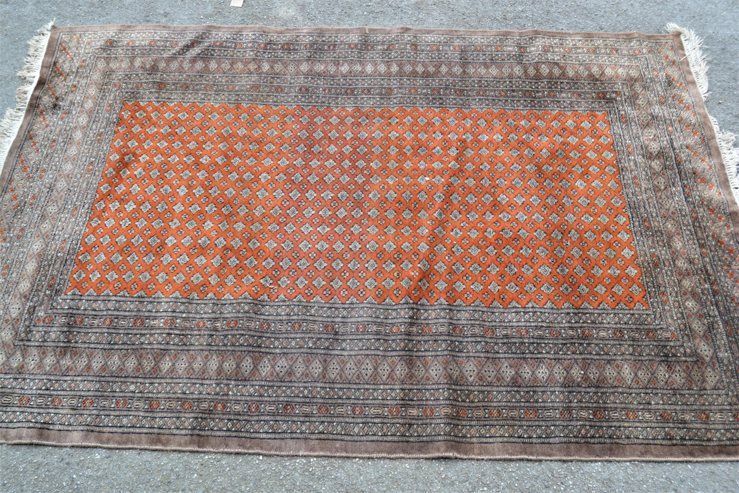 Pakistan rug of Turkoman design with an all-over centre panel and multiple borders, 6ft x 4ft