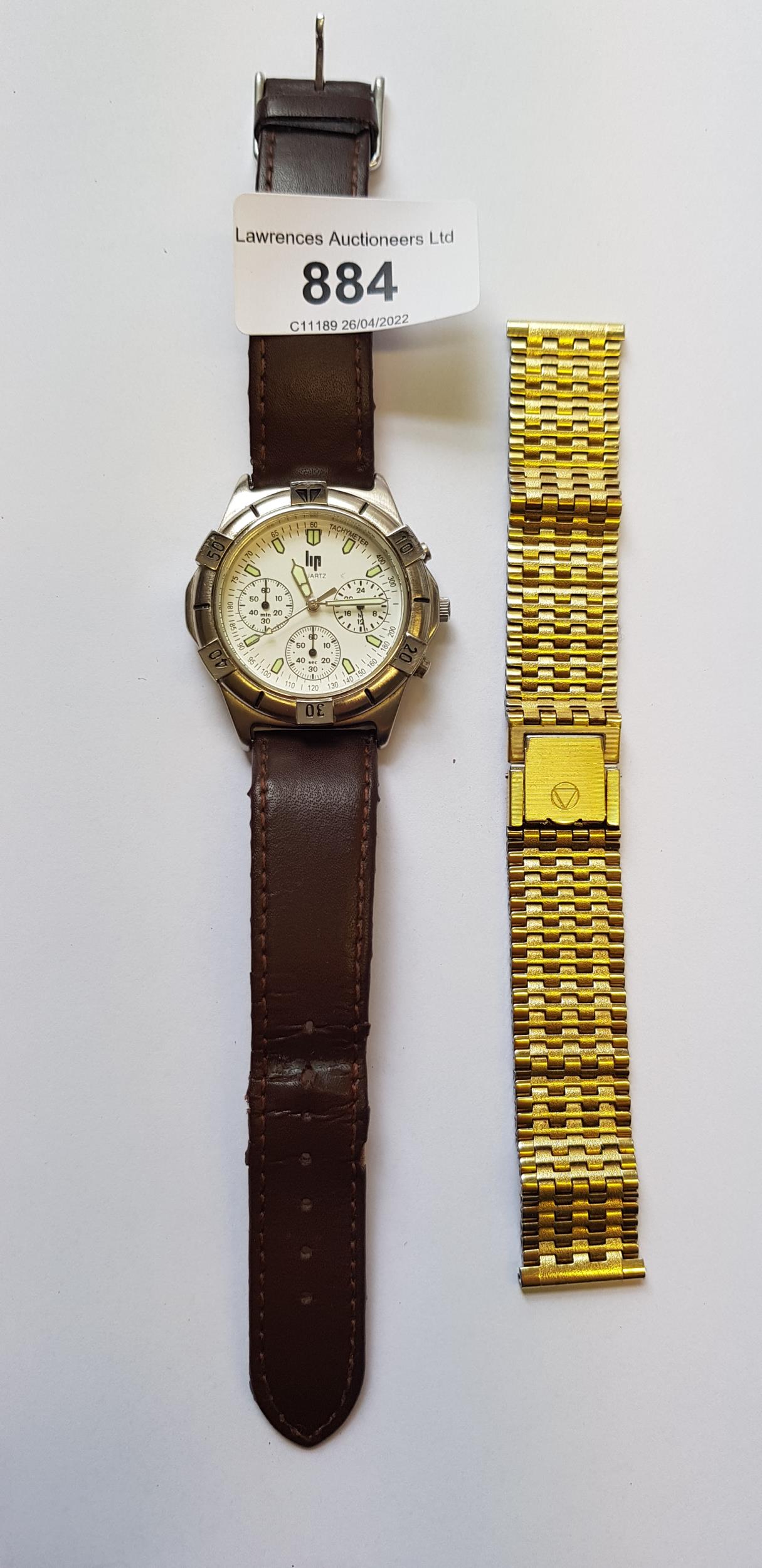 Gentleman's LIP quartz wristwatch together with a gold plated wristwatch bracelet